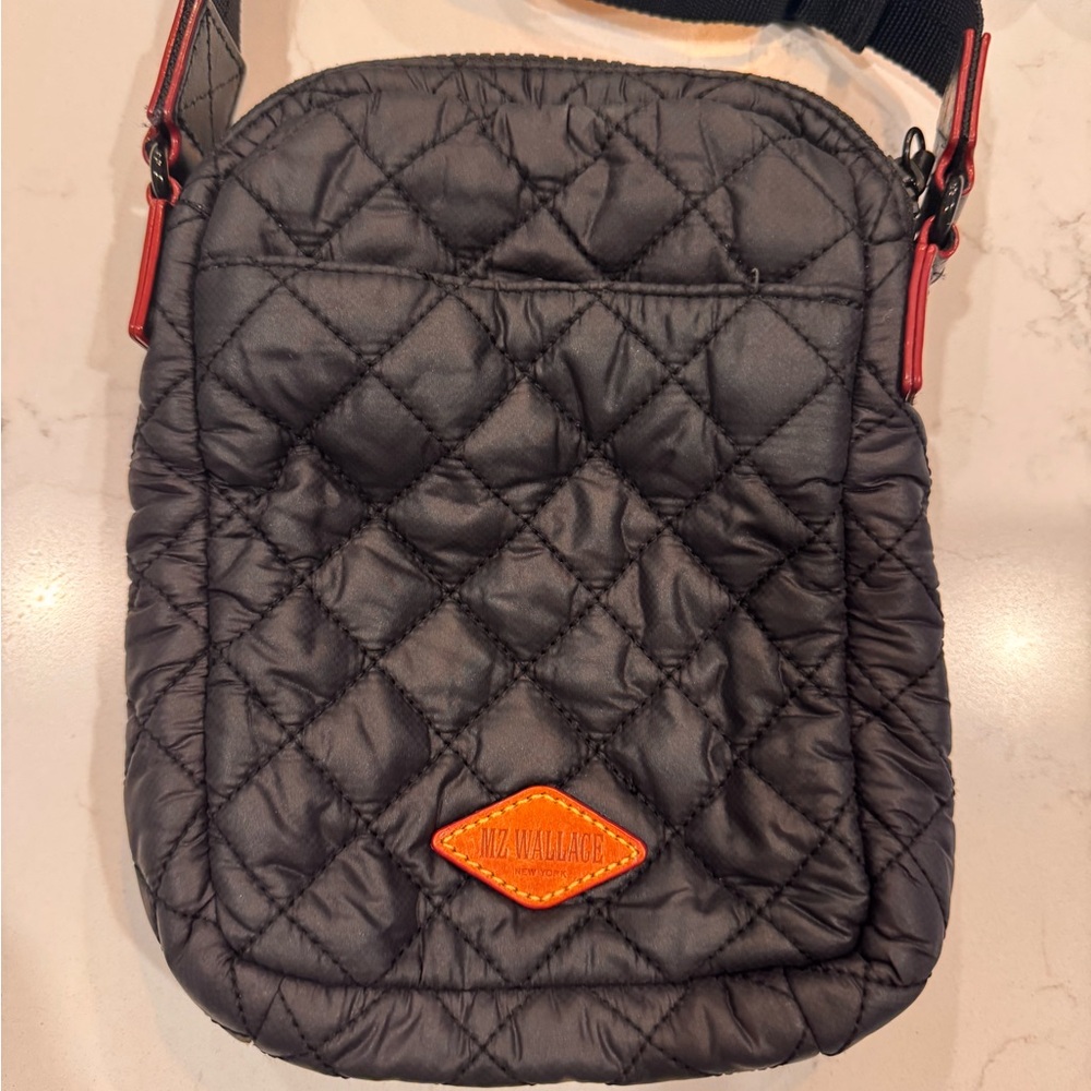 MZ Wallace Quilted Black and Orange Crossbody Bag